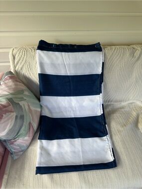 Navy and White Wide Stripe Shower Curtain